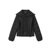 Women's Short Slim-Fit Down Jacket with Layered-Look Collar